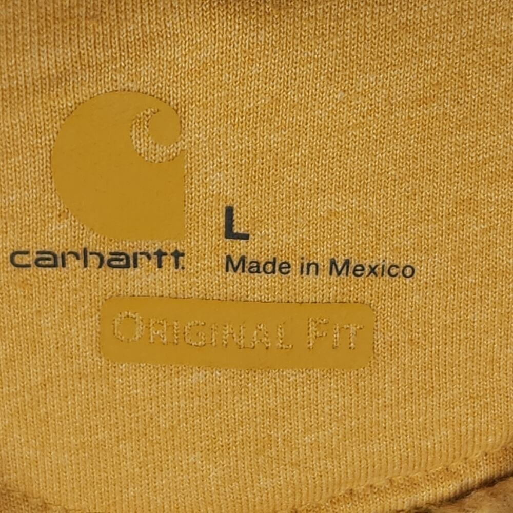 Carhartt Men's Sz Large Mustard Crew Neck Thick Loose Workwear Pullover Sweater - Picture 5 of 14